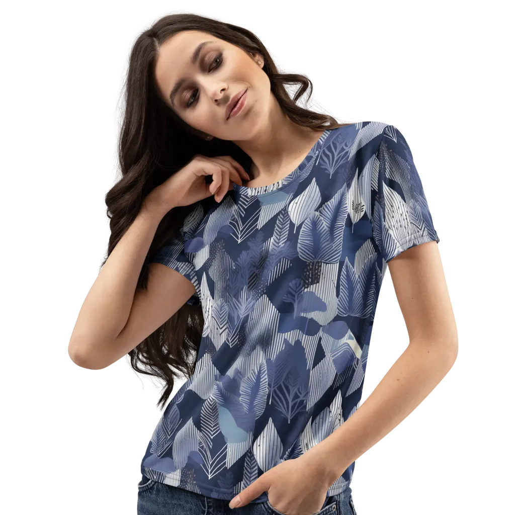 Midnight Frond on Women's Crew Neck T-Shirt — Left Front