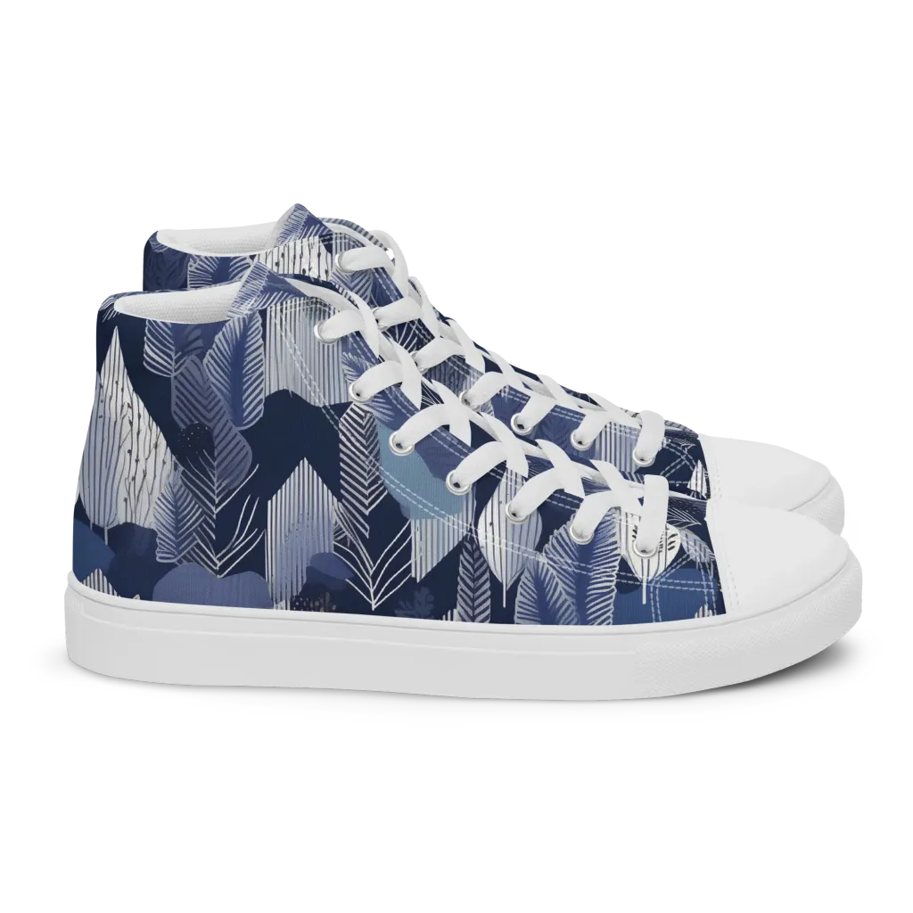 Midnight Frond on Women's High Top Canvas Shoes — Right