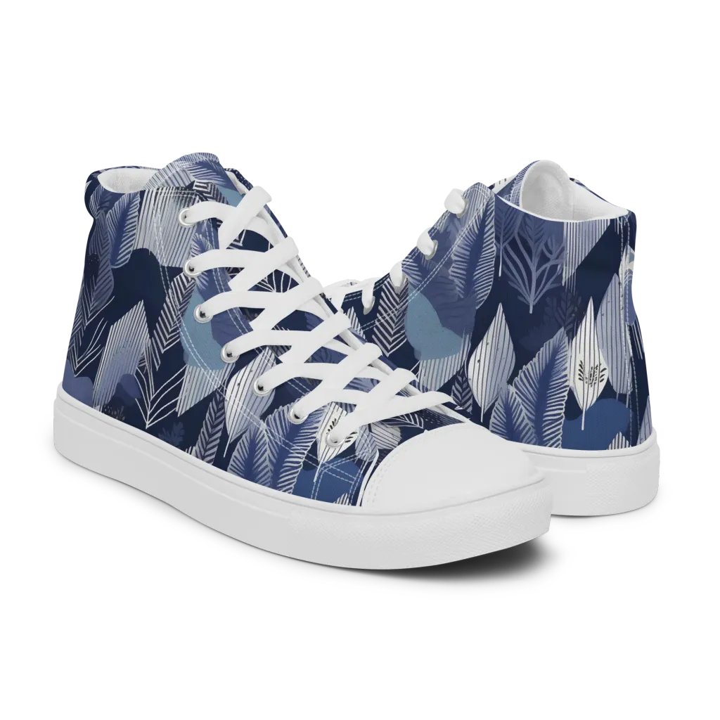 Midnight Frond on Women's High Top Canvas Shoes — Right