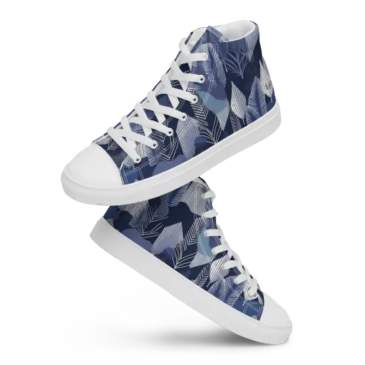 Midnight Frond on a Women's High Top Canvas Shoes