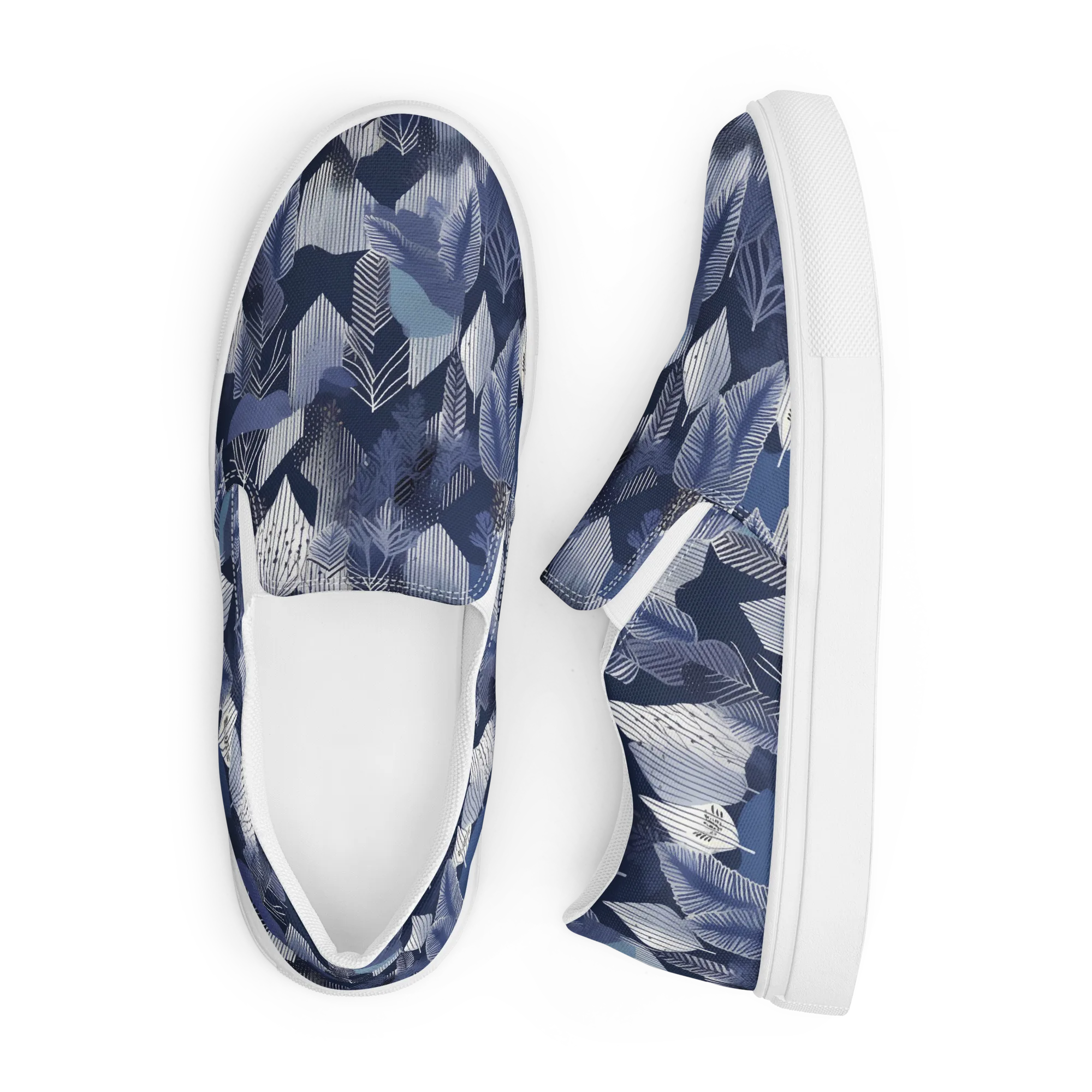 Midnight Frond on Men's Slip-On Canvas Shoes — Front