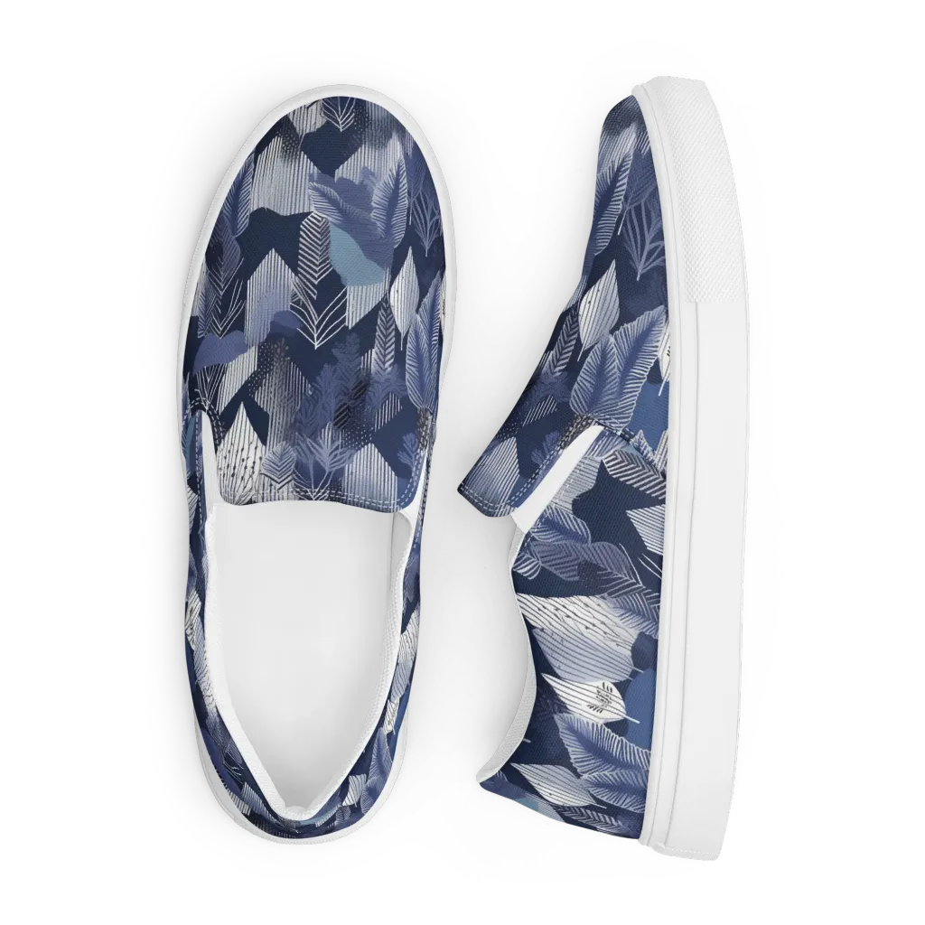 Midnight Frond on Men's Slip-On Canvas Shoes — Front