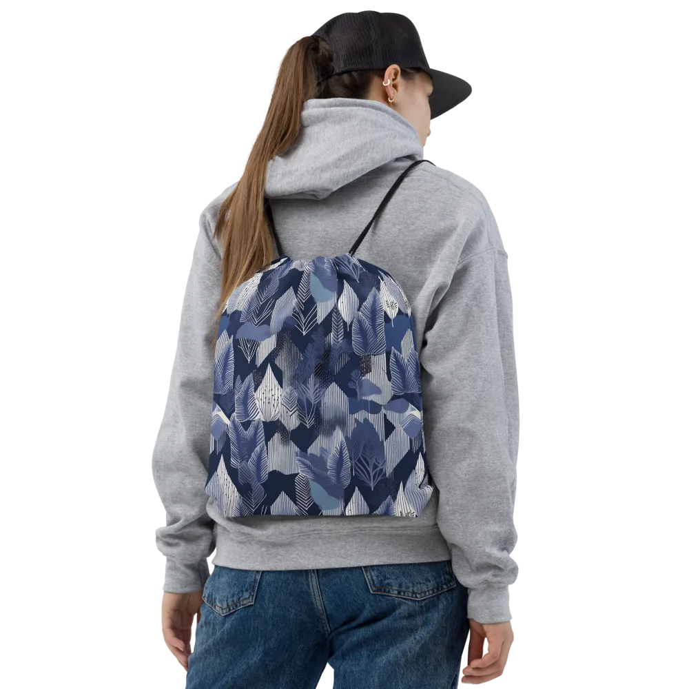 Midnight Frond on Drawstring Bag — Front