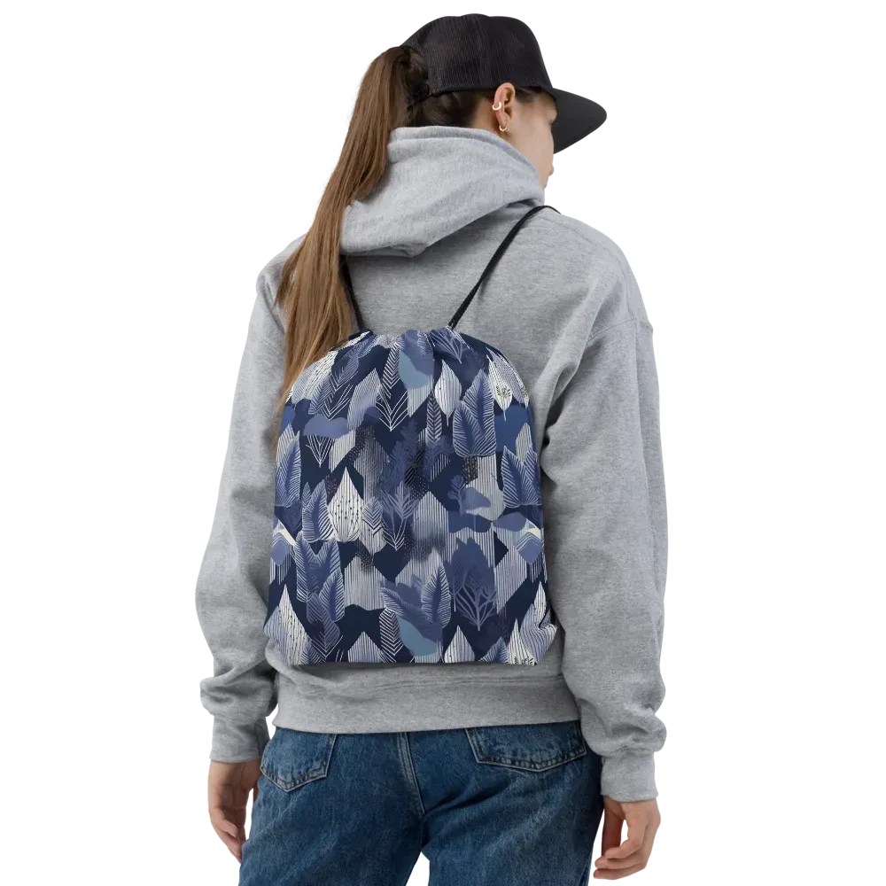 Midnight Frond on Drawstring Bag — Front