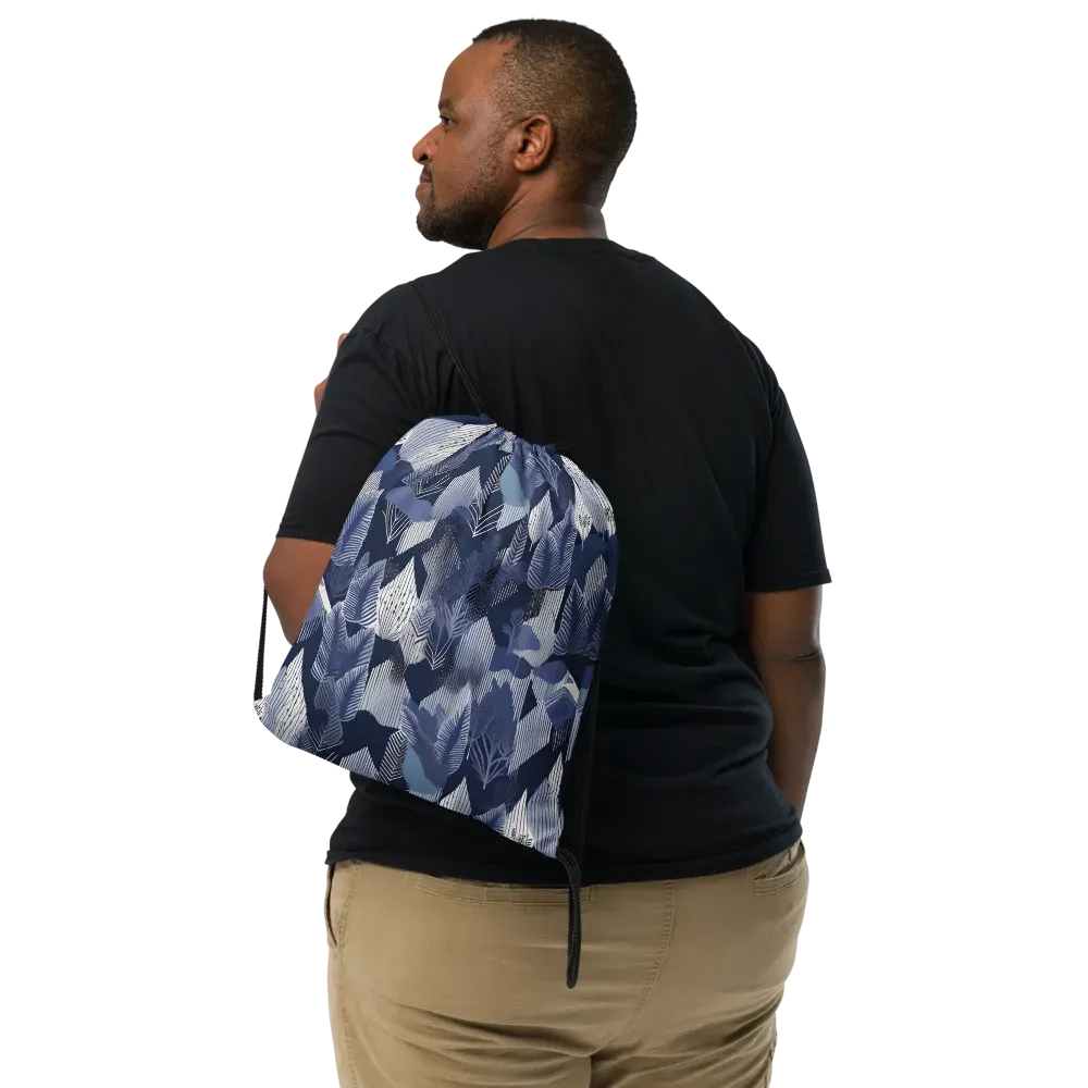 Midnight Frond on Drawstring Bag — Front