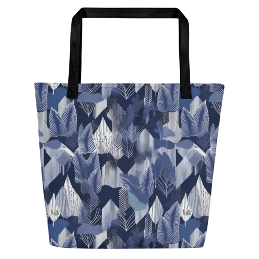 Midnight Frond on a Large Tote Bag W/ Pocket