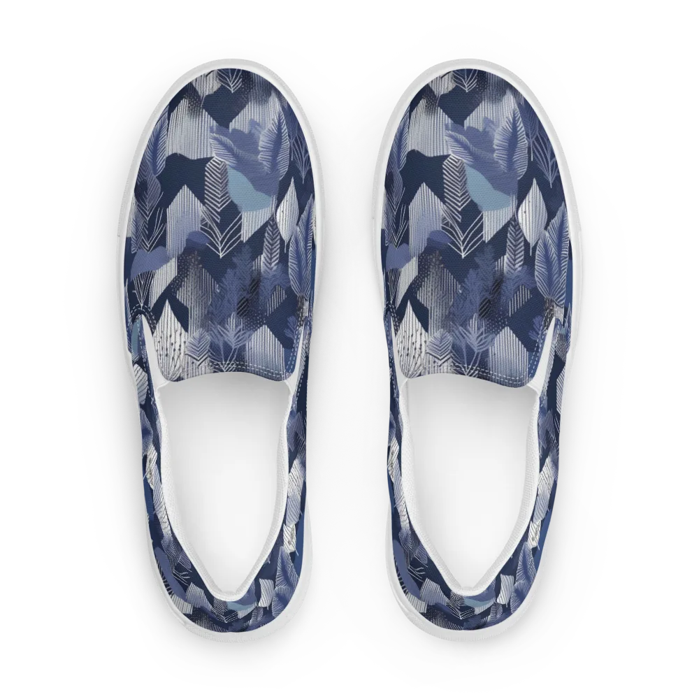 Midnight Frond on Women's Slip-On Canvas Shoes — Front