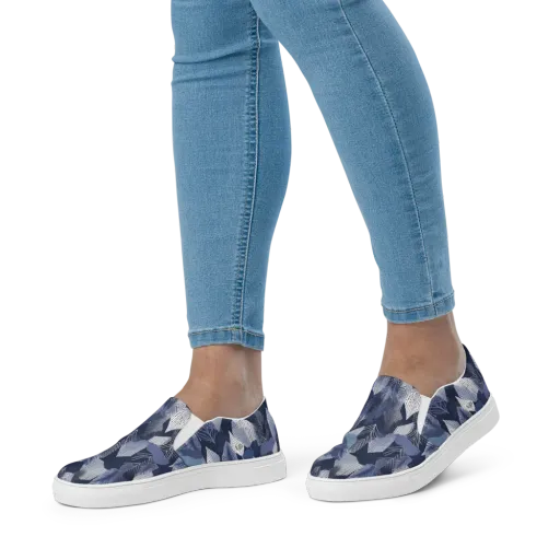 Midnight Frond on a Women's Slip-On Canvas Shoes