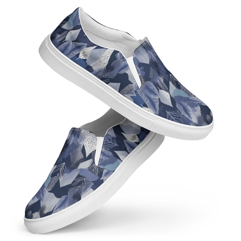 Midnight Frond on Women's Slip-On Canvas Shoes — Front