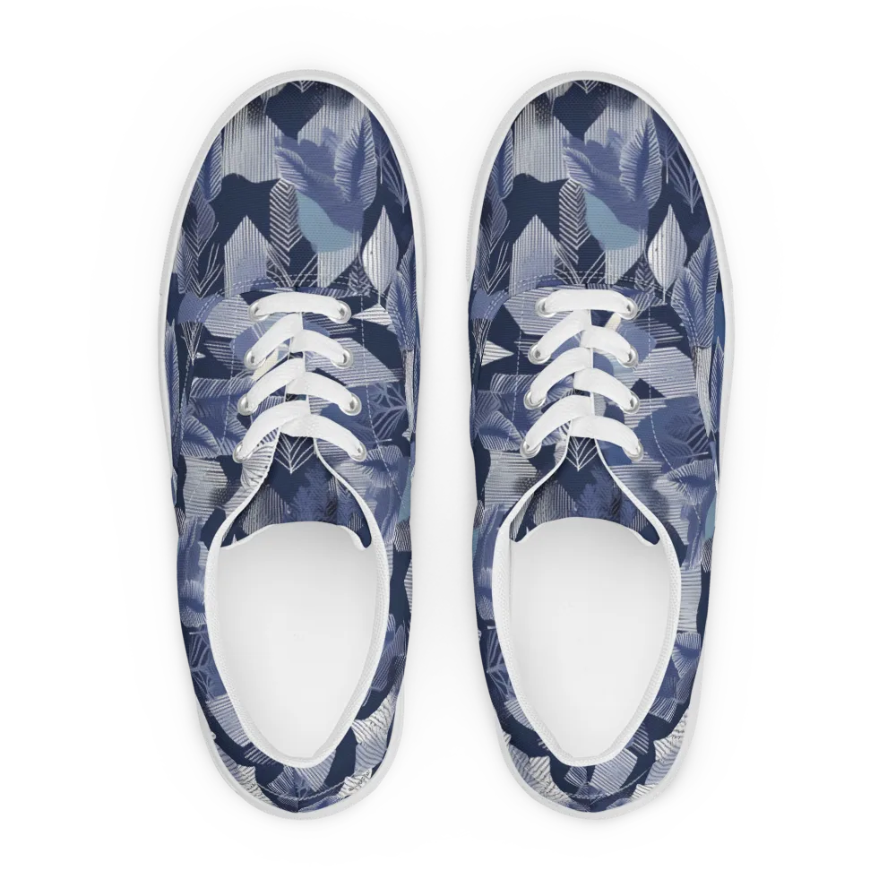 Midnight Frond on Men's Lace-Up Canvas Shoes — Front