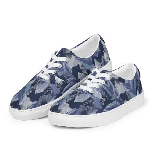 Midnight Frond on a Men's Lace-Up Canvas Shoes