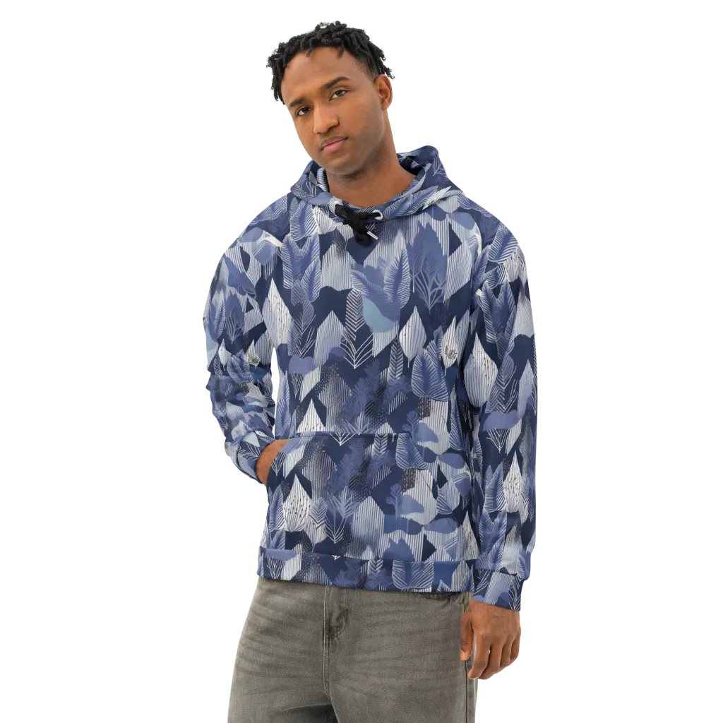 Midnight Frond on Cotton Hoodie — Left Front