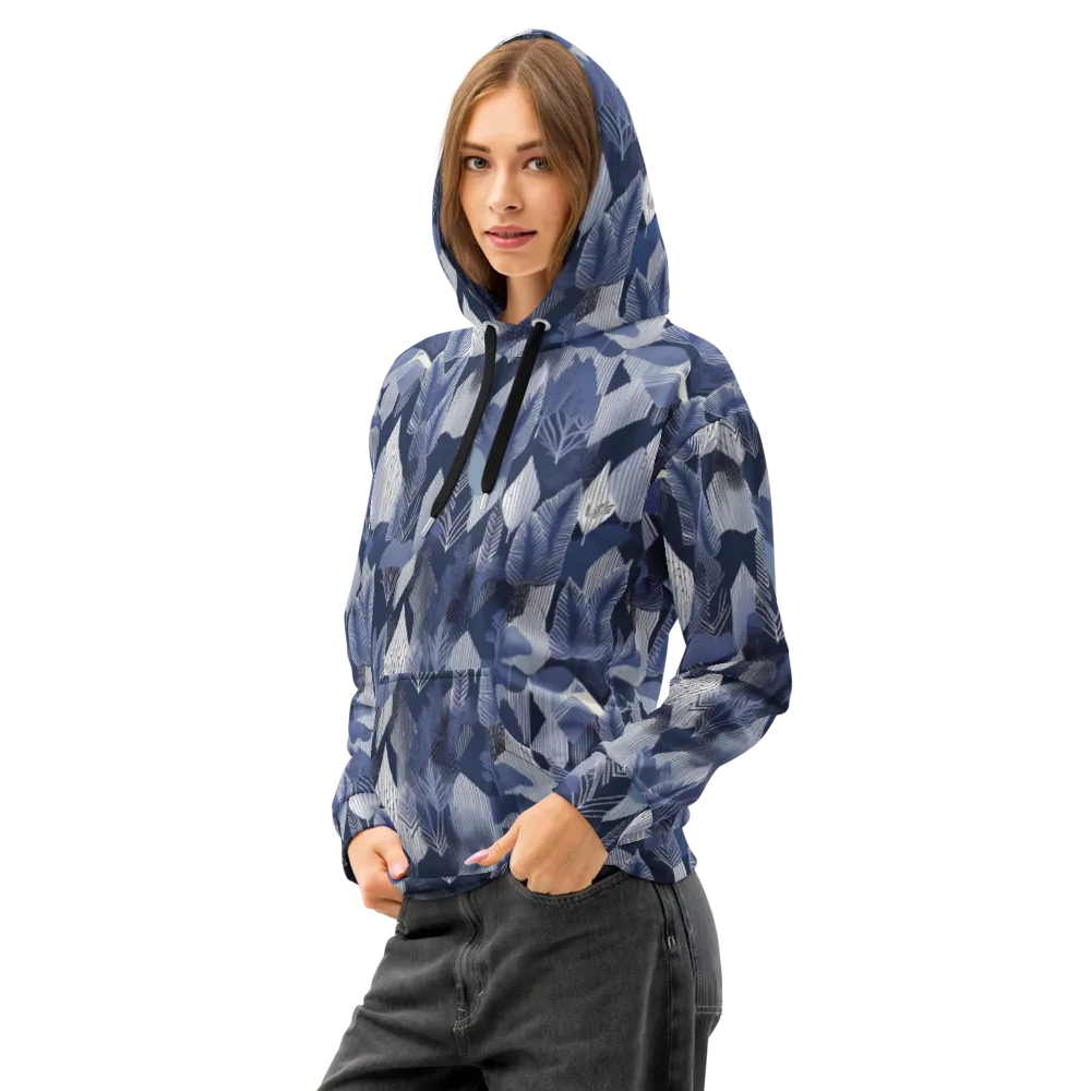 Midnight Frond on Cotton Hoodie — Left Front