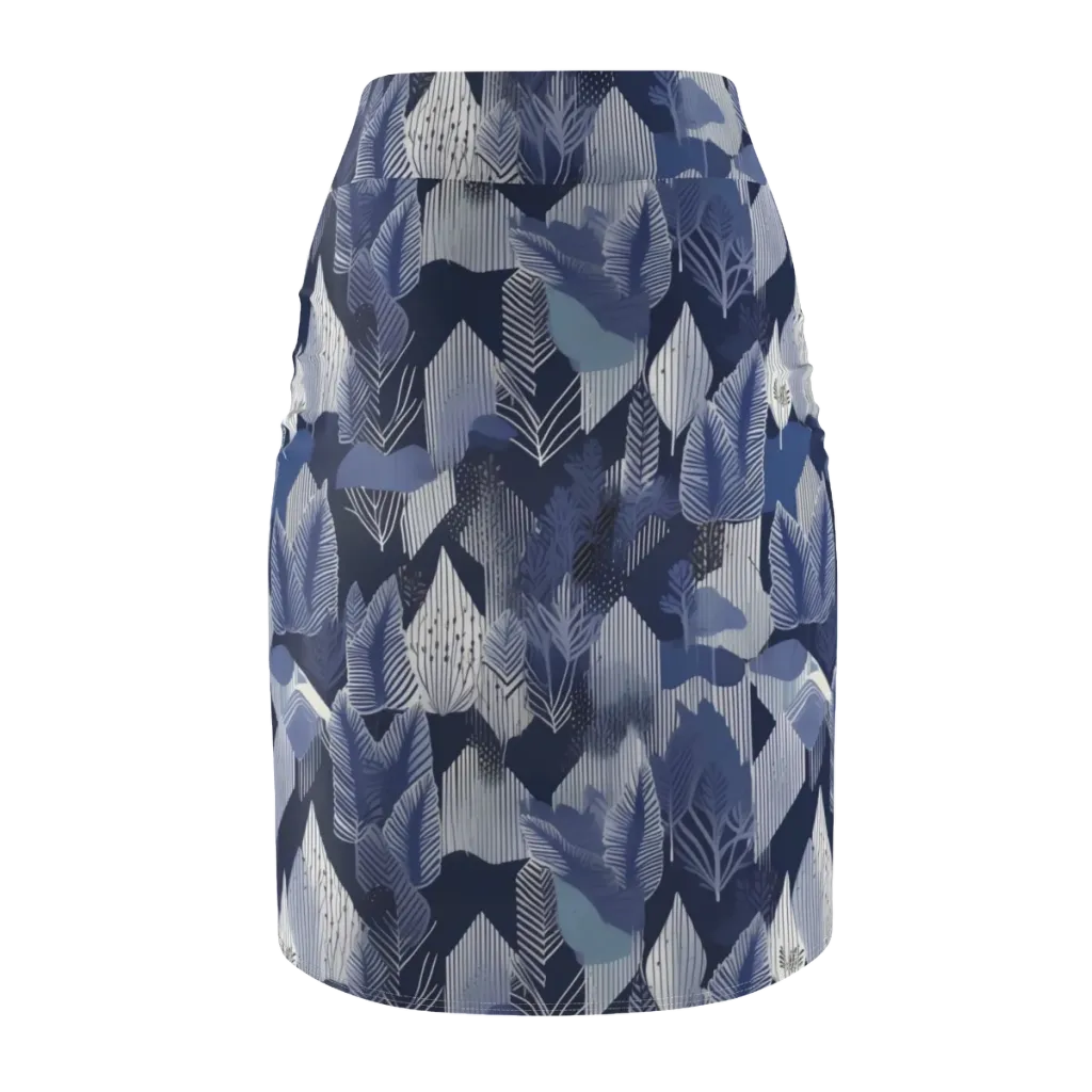 Midnight Frond on Pencil Skirt — Back
