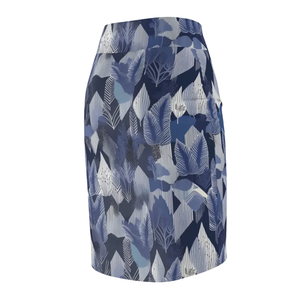 Midnight Frond on Pencil Skirt — Back Side
