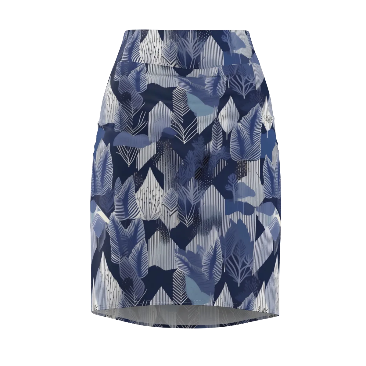 Midnight Frond on Pencil Skirt — Front