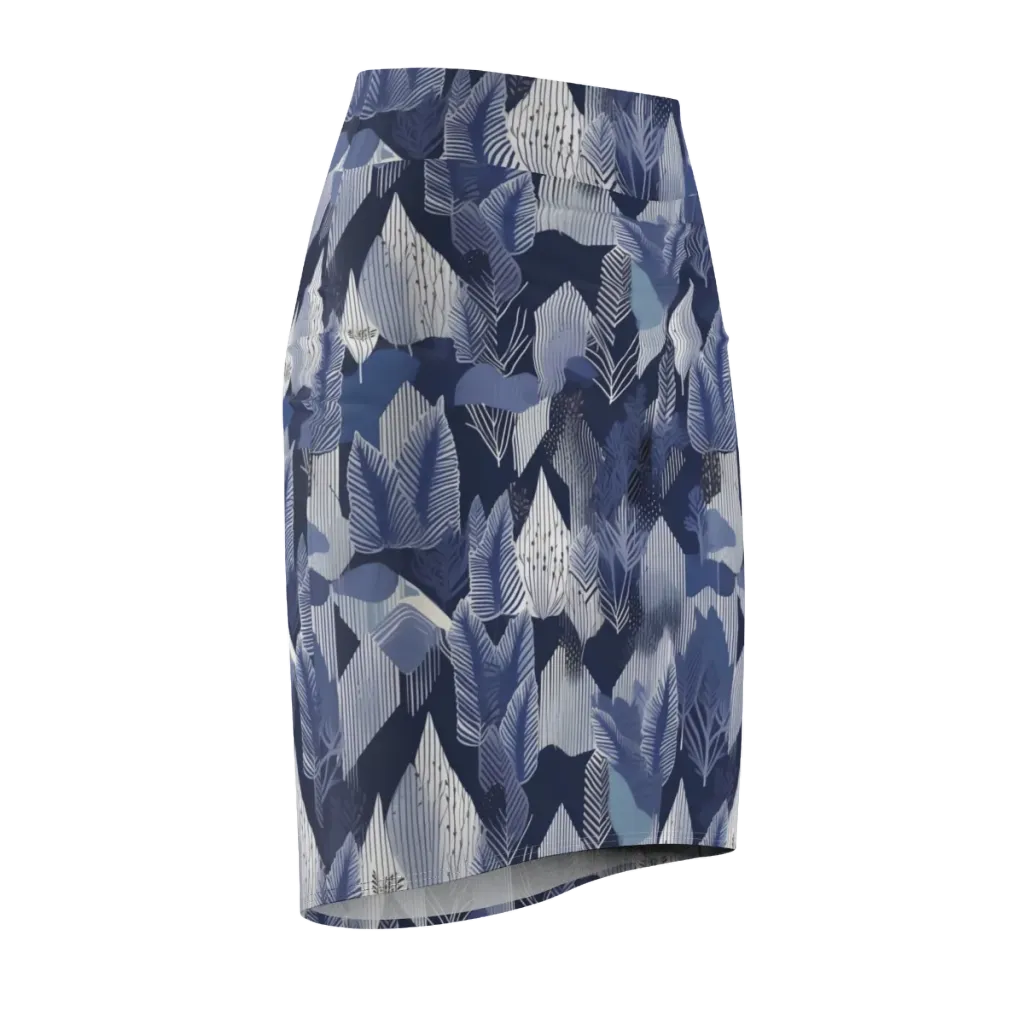 Midnight Frond on Pencil Skirt — Front Side