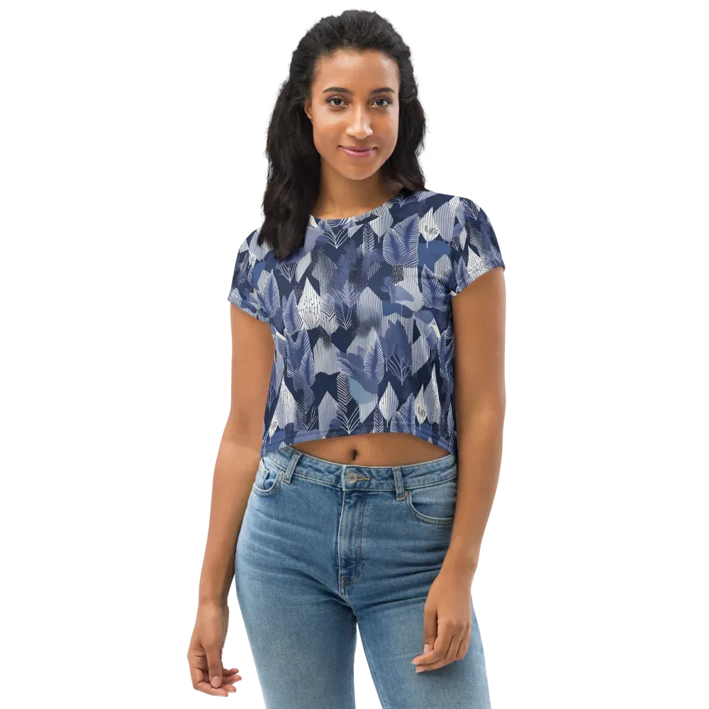 Midnight Frond on Crop Tee — Front