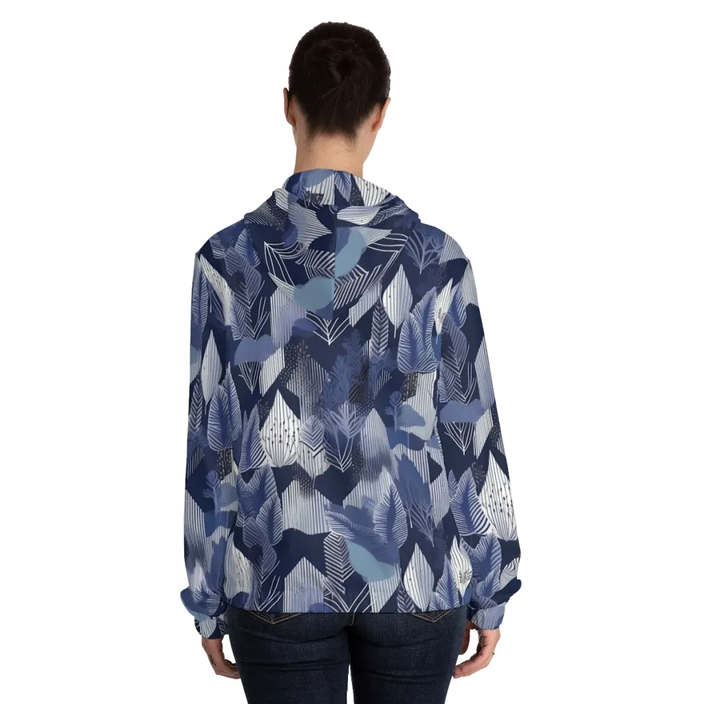 Midnight Frond on Women's Full-Zip Hoodie — Back On Person