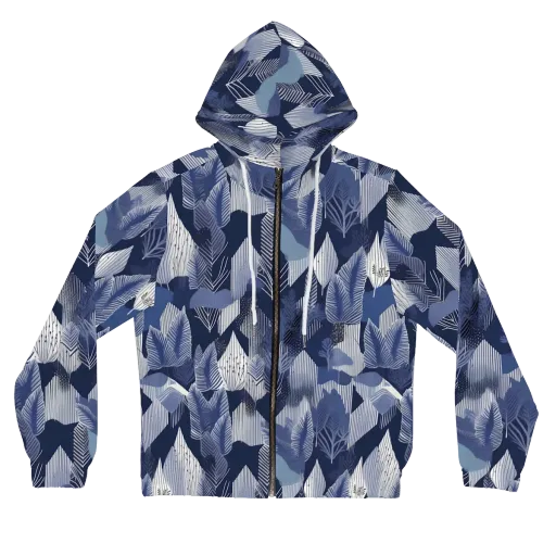 Midnight Frond on a Women's Full-Zip Hoodie