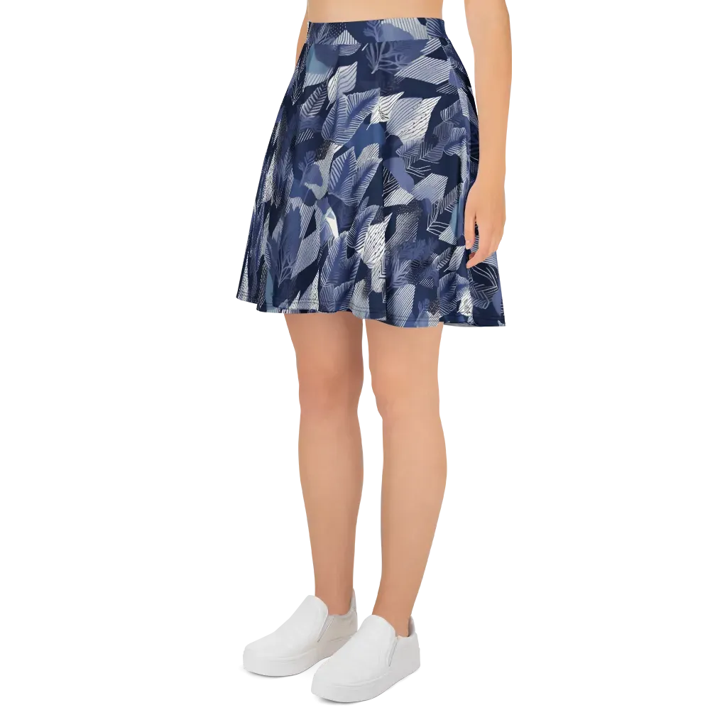 Midnight Frond on Skater Skirt — Left