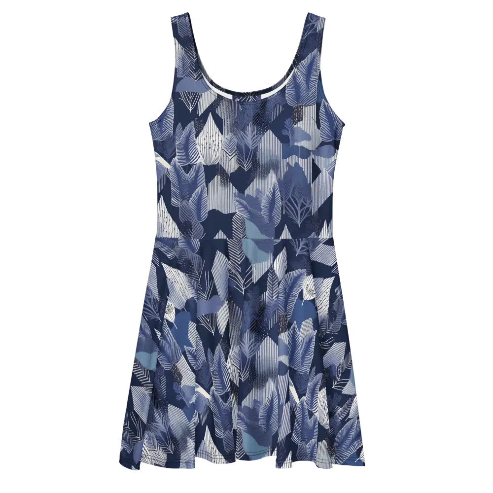 Midnight Frond on Skater Dress — Front