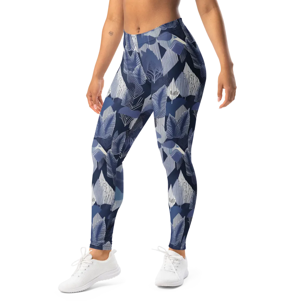 Midnight Frond on Leggings — Left Front