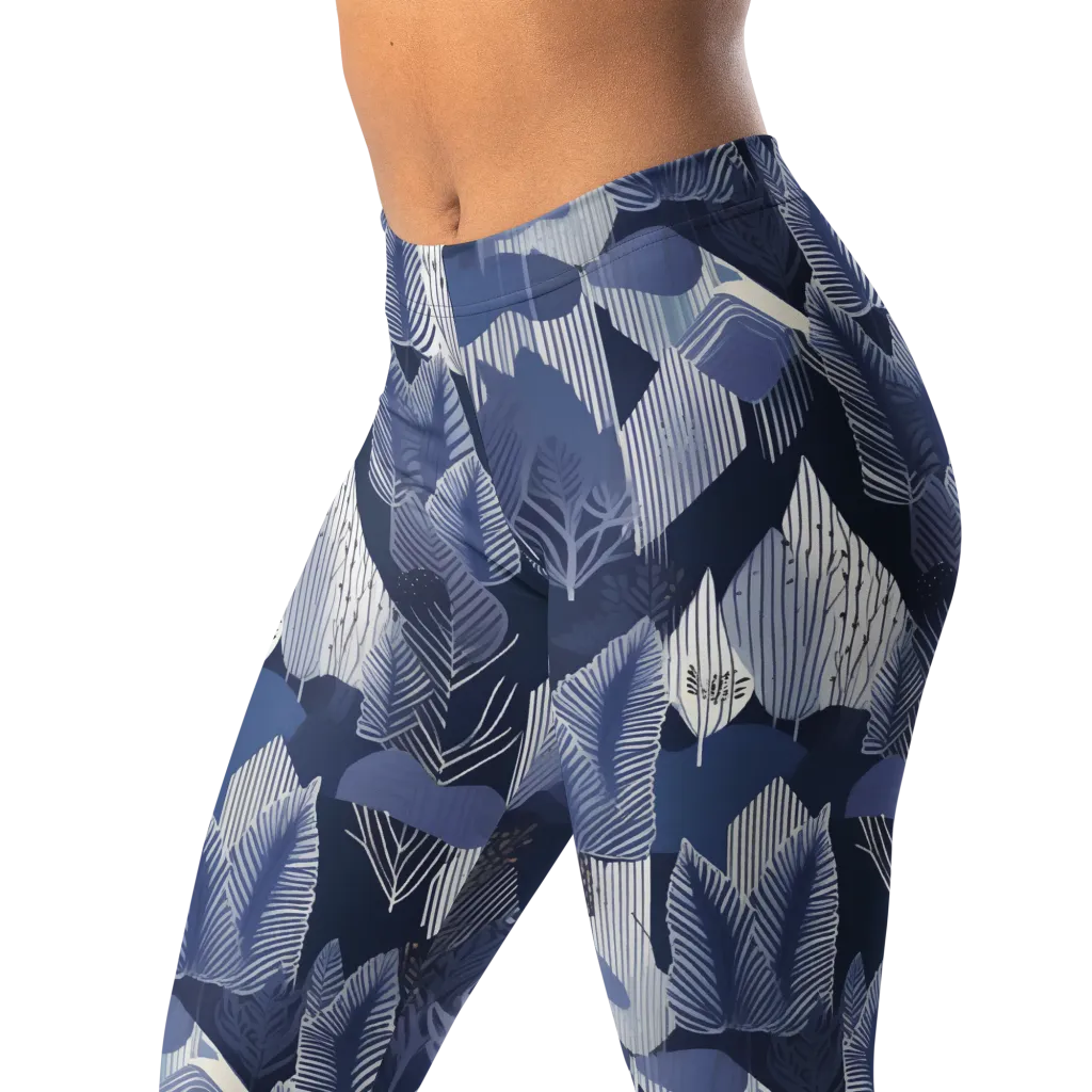 Midnight Frond on Leggings — Left Front