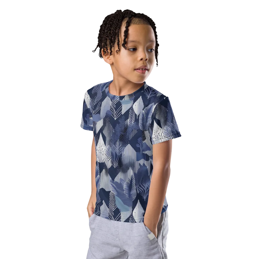 Midnight Frond on Kids Crew Neck T-Shirt — Left Front