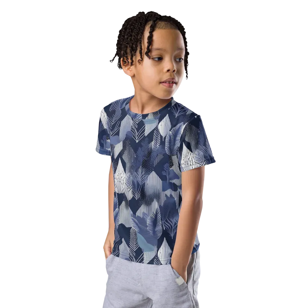 Midnight Frond on Kids Crew Neck T-Shirt — Left Front