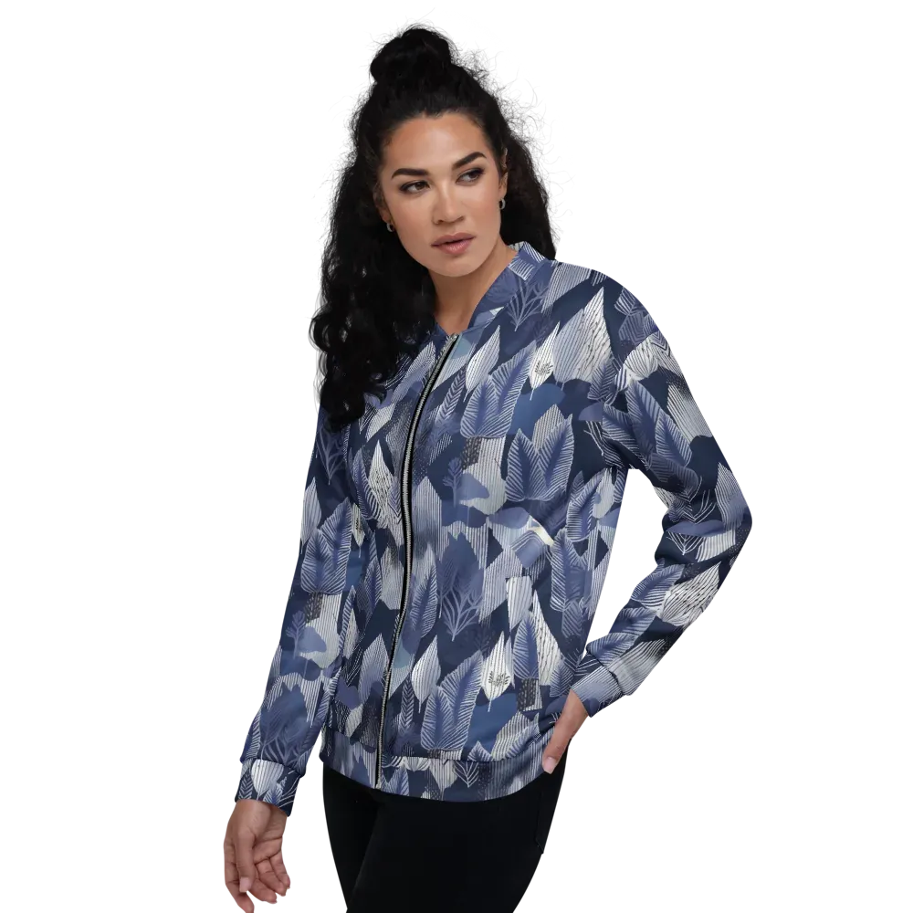 Midnight Frond on Bomber Jacket — Left