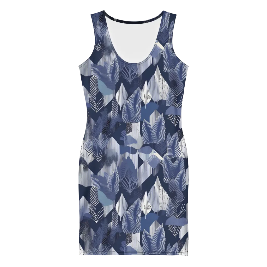 Midnight Frond on Bodycon Dress — Front