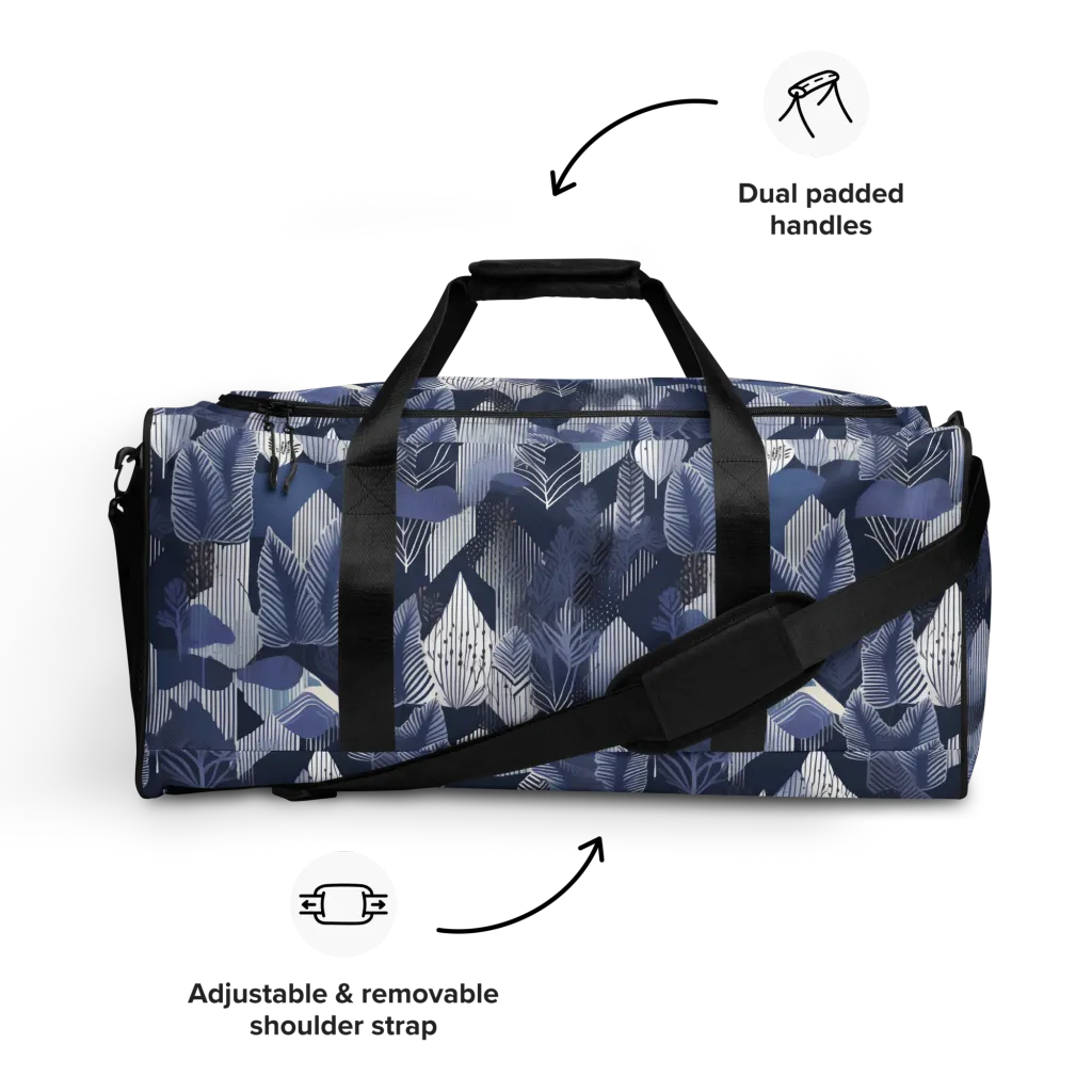 Midnight Frond on Duffle Bag — Front