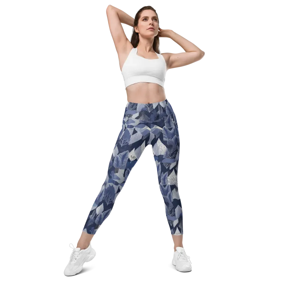 Midnight Frond on Leggings with Pockets — Front