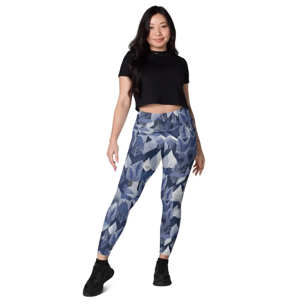 Midnight Frond on Leggings with Pockets — Front