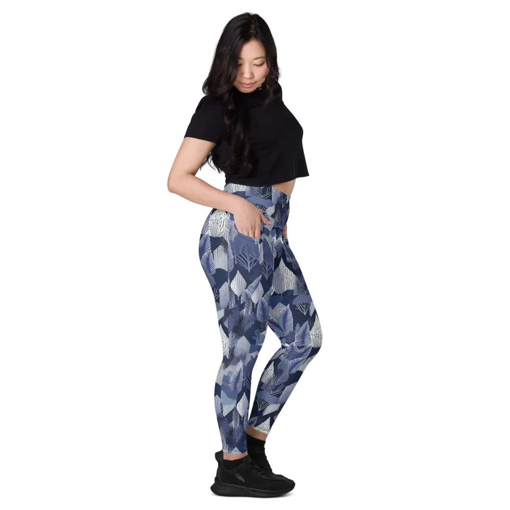 Midnight Frond on Leggings with Pockets — Right