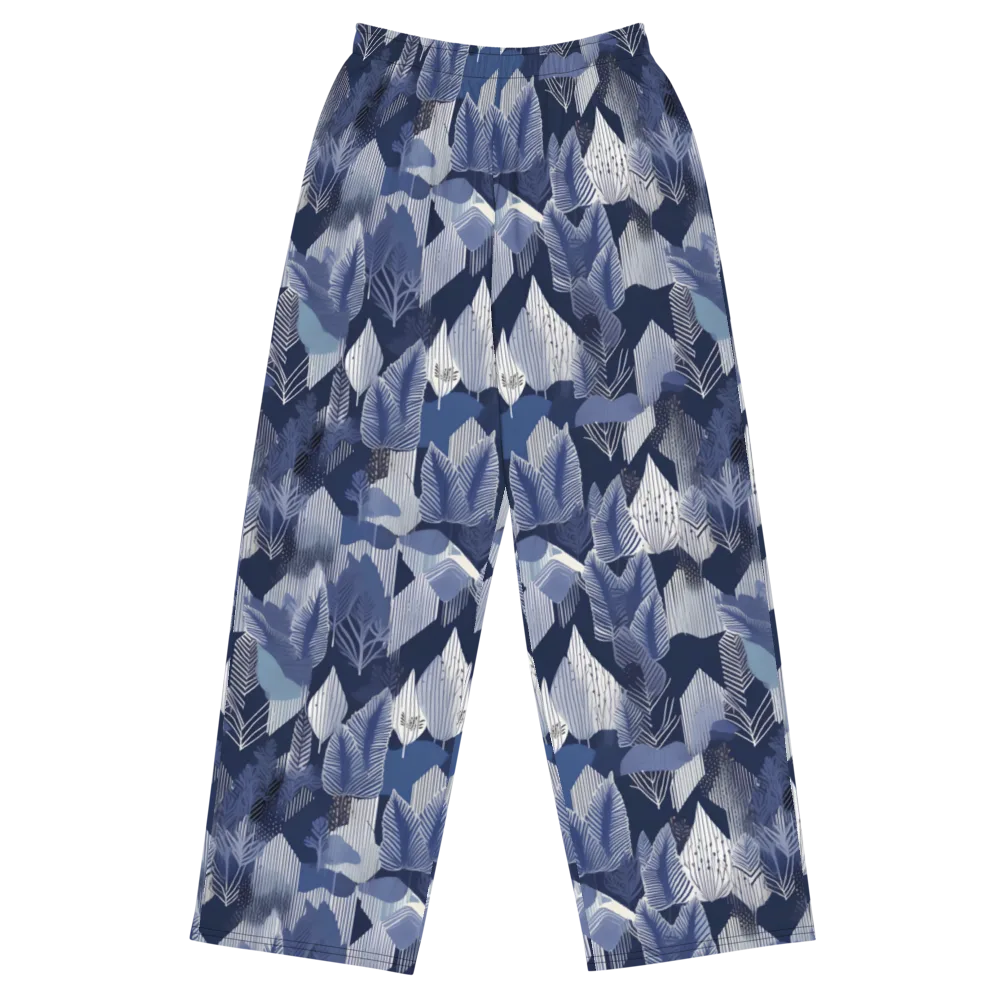 Midnight Frond on Wide-Leg Pants — Front