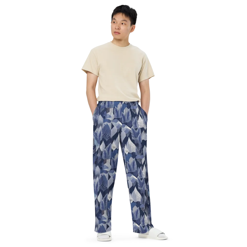 Midnight Frond on Wide-Leg Pants — Front