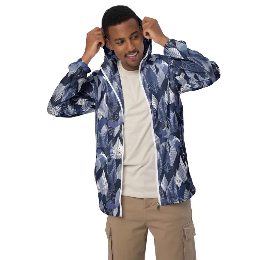 Midnight Frond on Men's Windbreaker — Front