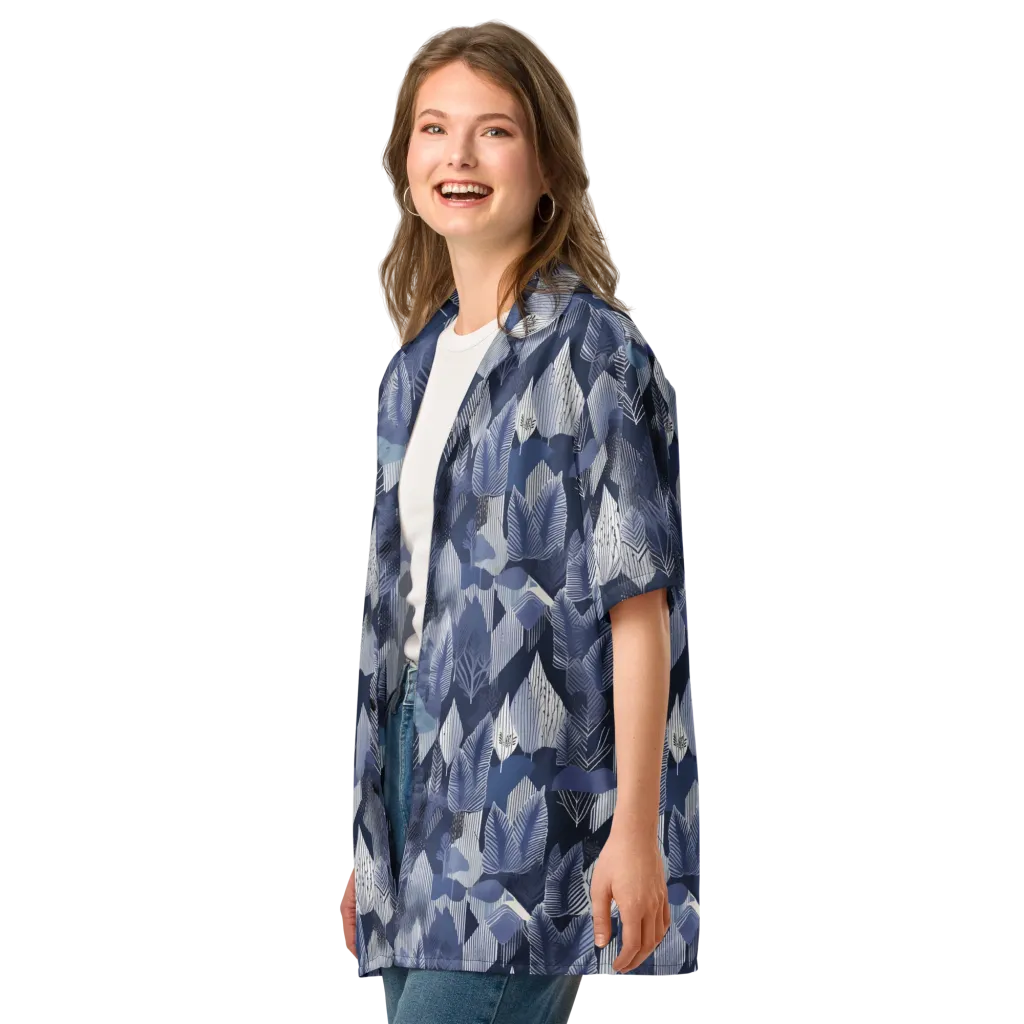 Midnight Frond on Button Shirt — Left Front