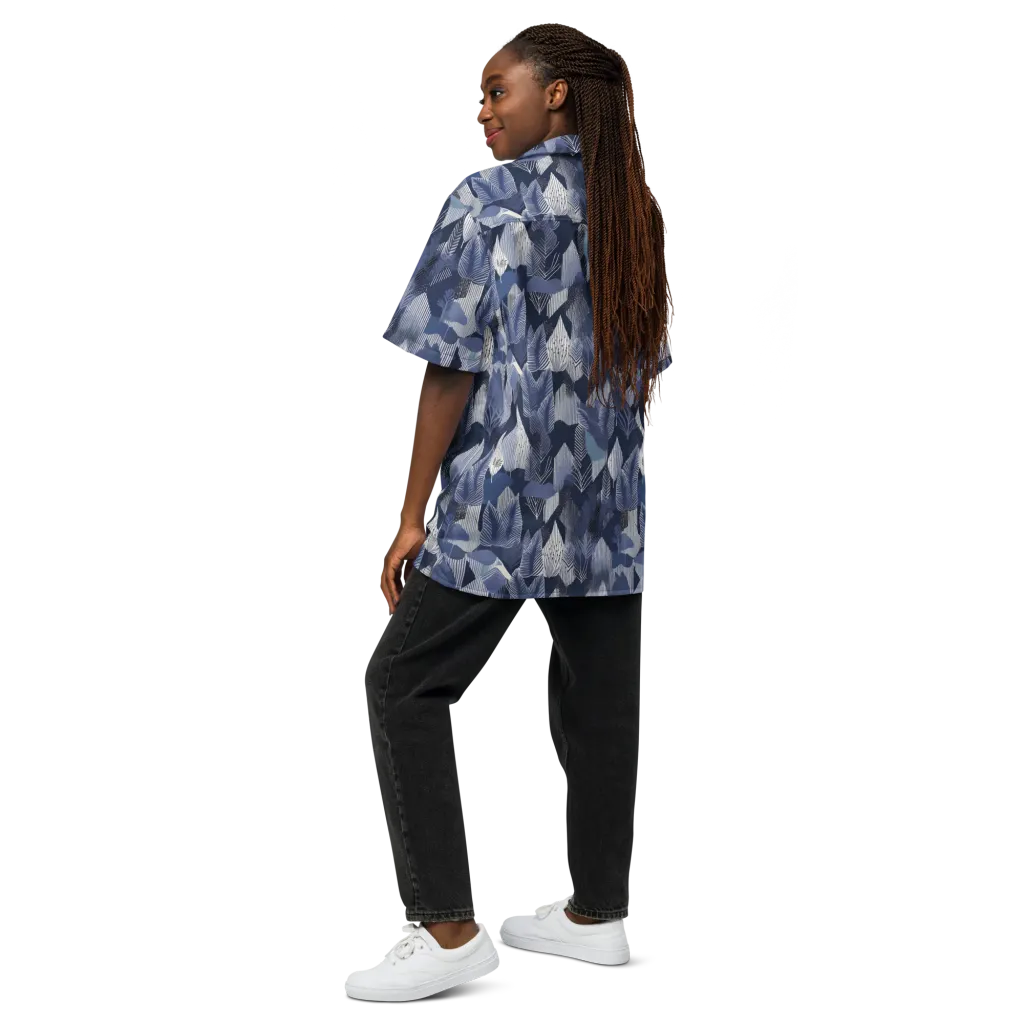 Midnight Frond on Button Shirt — Back