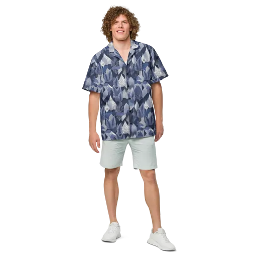 Midnight Frond on a Button Shirt