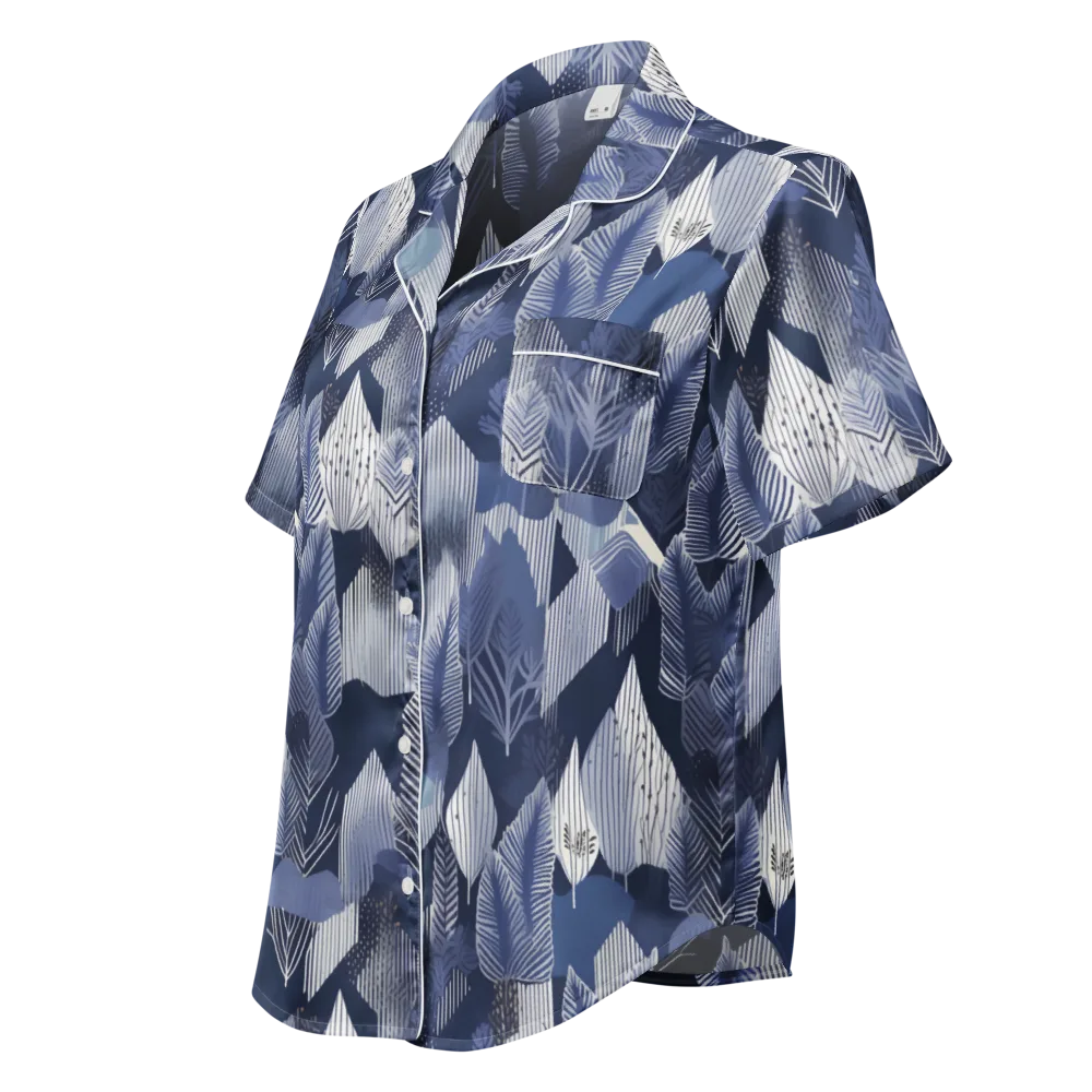 Midnight Frond on Women's Short Sleeve Pajama Top — Left Front