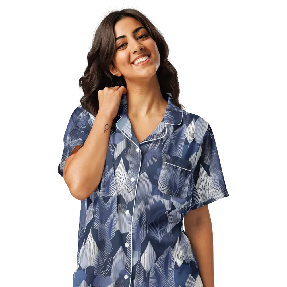 Midnight Frond on Women's Short Sleeve Pajama Top — Front