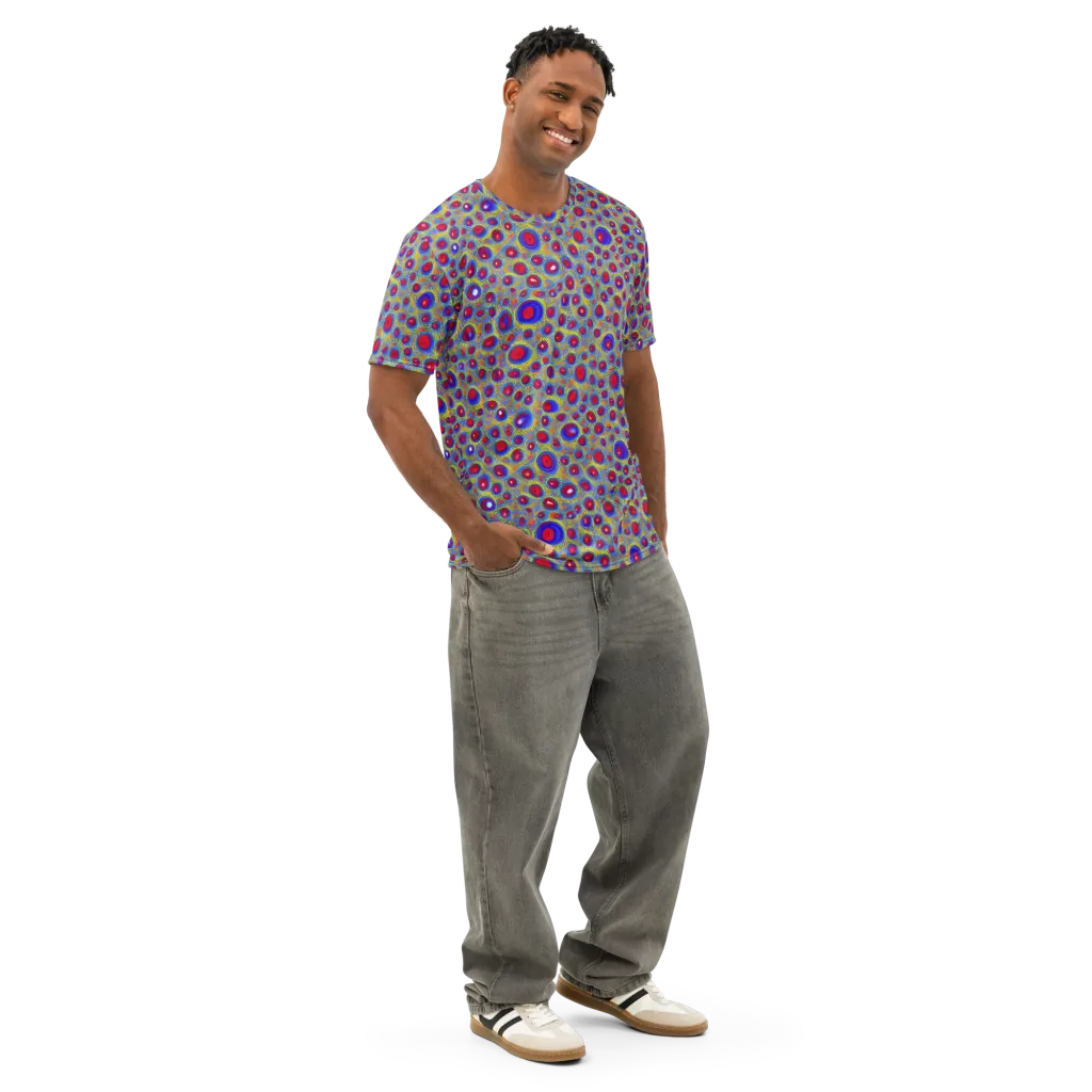 Prismatic Tide on Men's Cotton Crew Neck T-Shirt — Right Front