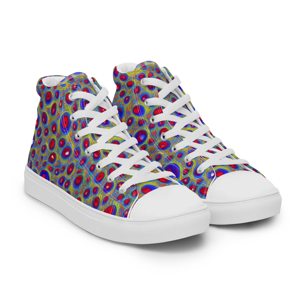 Prismatic Tide on Men's High Top Canvas Shoes — Right Front