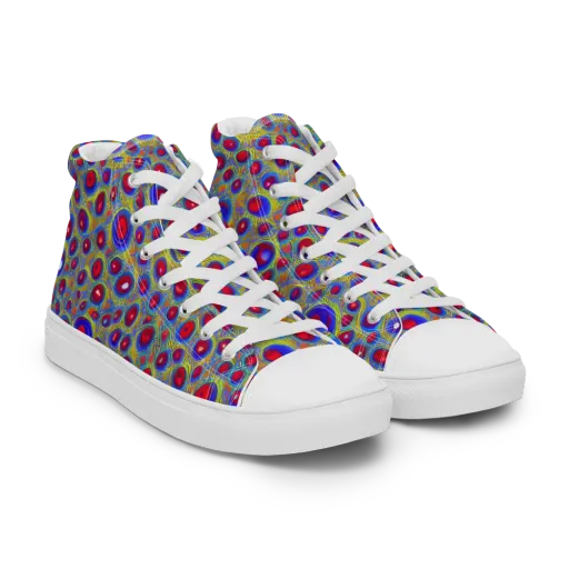 Prismatic Tide on a Men's High Top Canvas Shoes