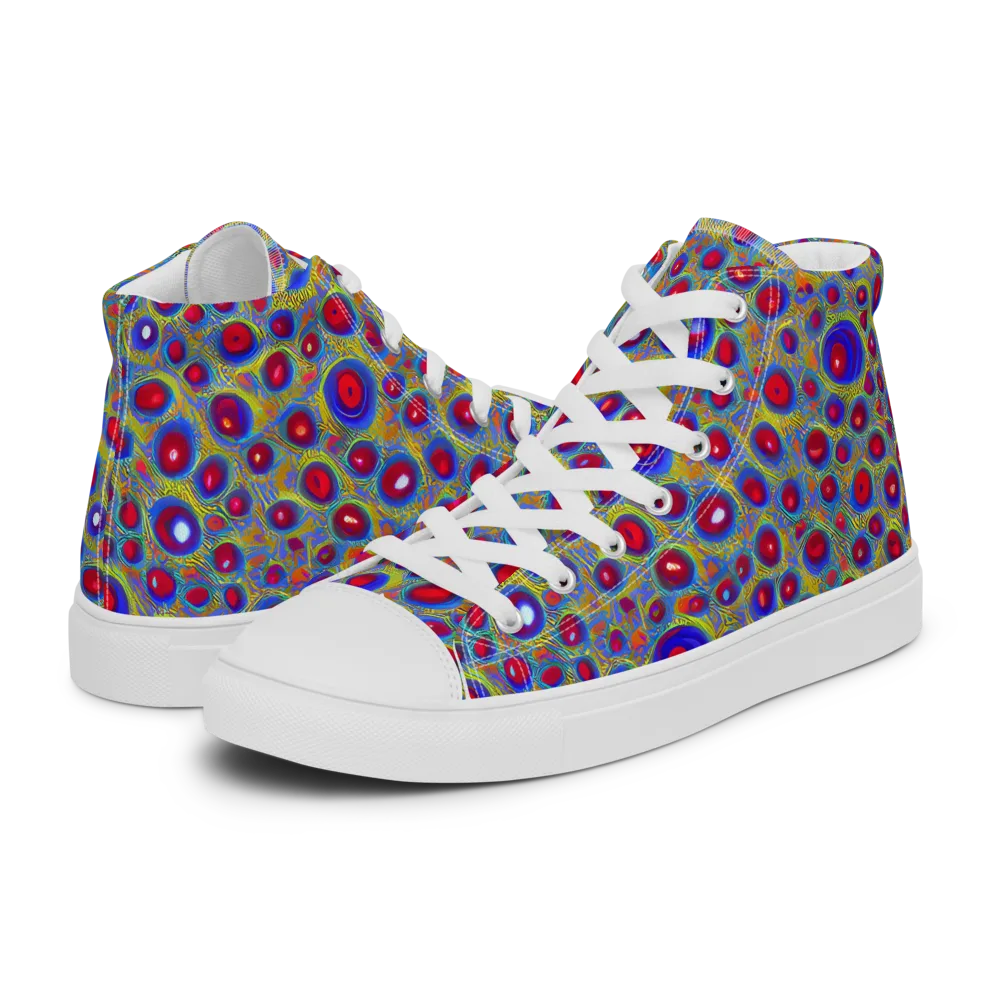 Prismatic Tide on Men's High Top Canvas Shoes — Left