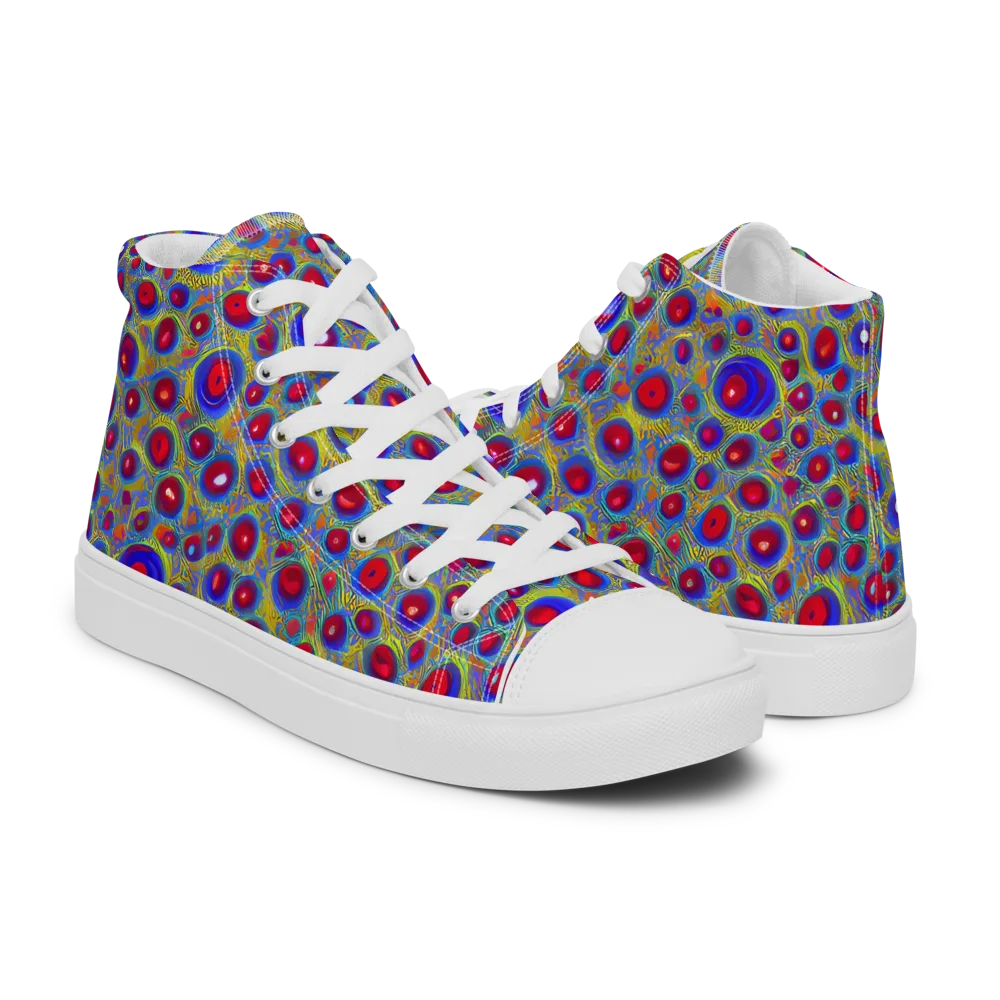 Prismatic Tide on Men's High Top Canvas Shoes — Right