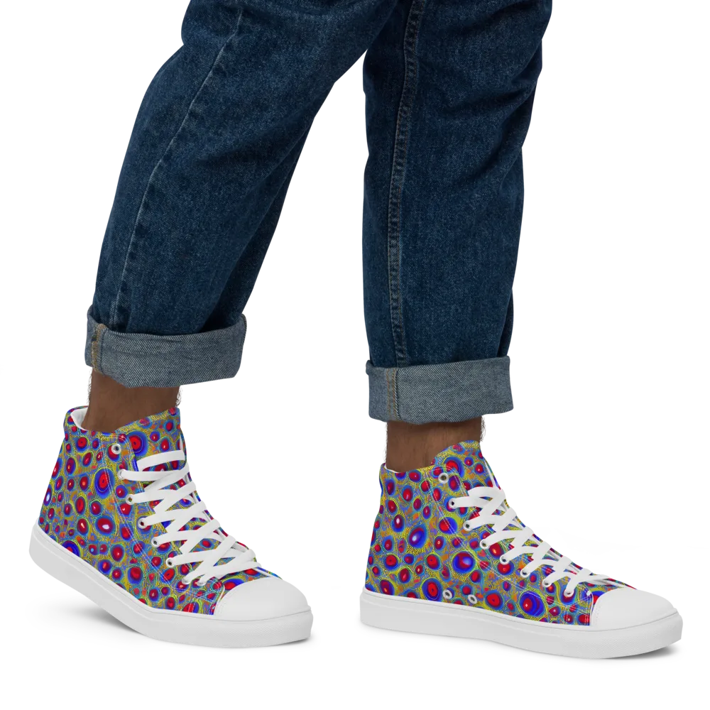 Prismatic Tide on Men's High Top Canvas Shoes — Right